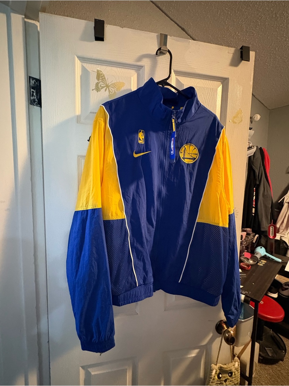 NBA Blue and Yellow Golden State Windbreaker Jacket men’s L